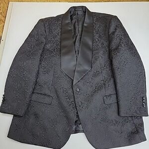 Kent & Park Italy Men's Black Paisley Tuxedo Dinner Jacket - Size 56 Formal